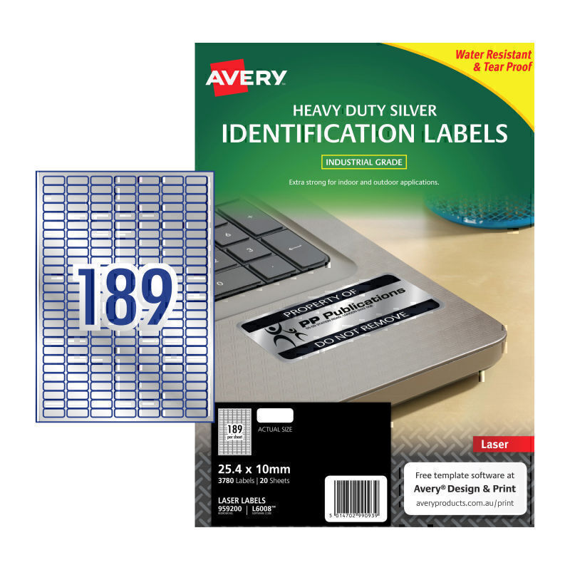 Avery Laser Label Slv L6008 189Up Pk20 - 959200
