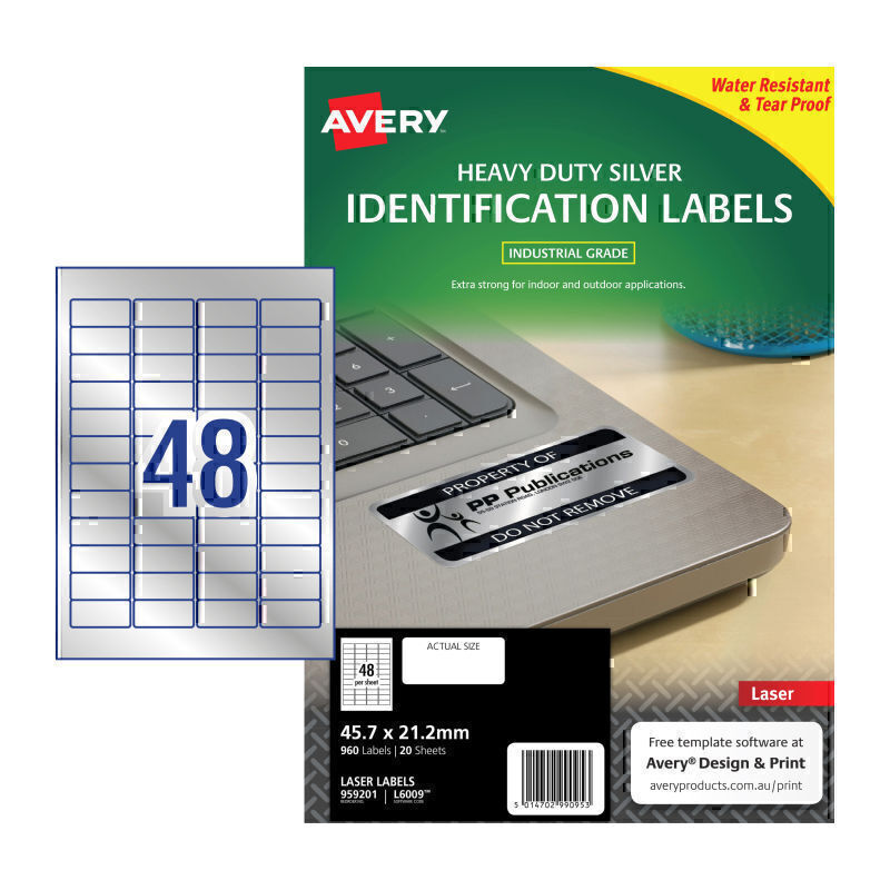 Avery Laser Label HD L6009 48Up Pk20 - 959201