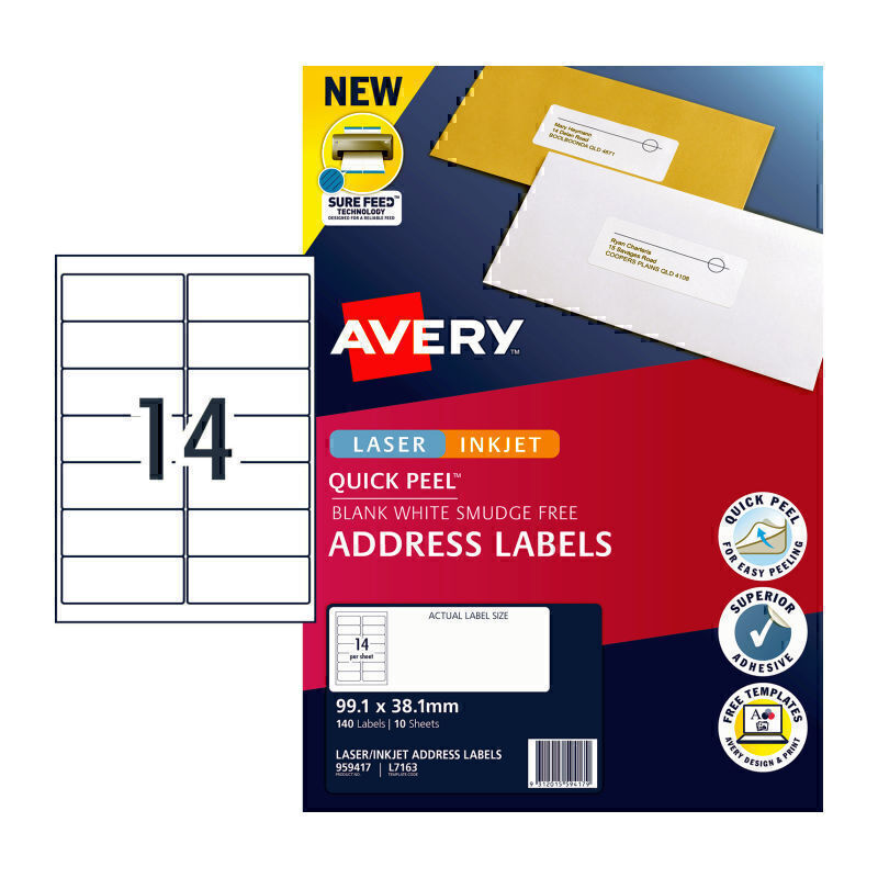 Avery LIP Label QP 14Up L7163 Pk10 - 959417