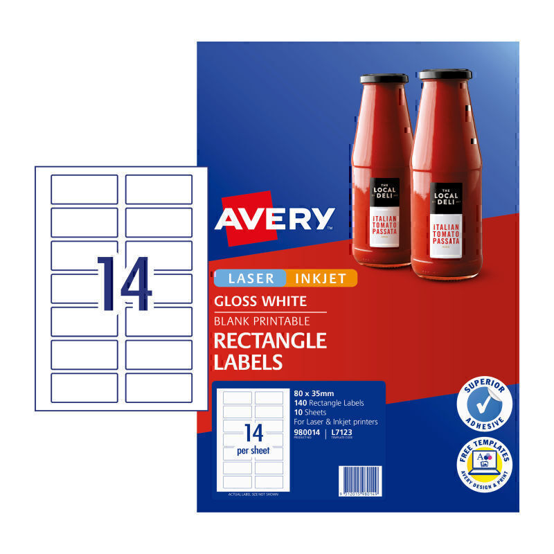 Avery Label Rect L7123 14Up Pk10 - 980014