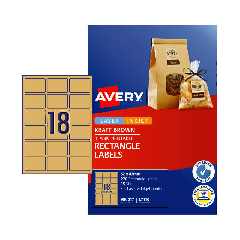 Avery Label Rect Brn L7110 Pk270 - 980017