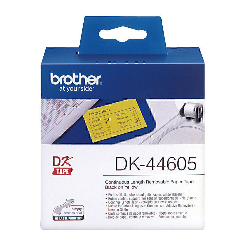 Brother DK44605 Yellow Roll 62mm x 30.48 metres - DK-44605