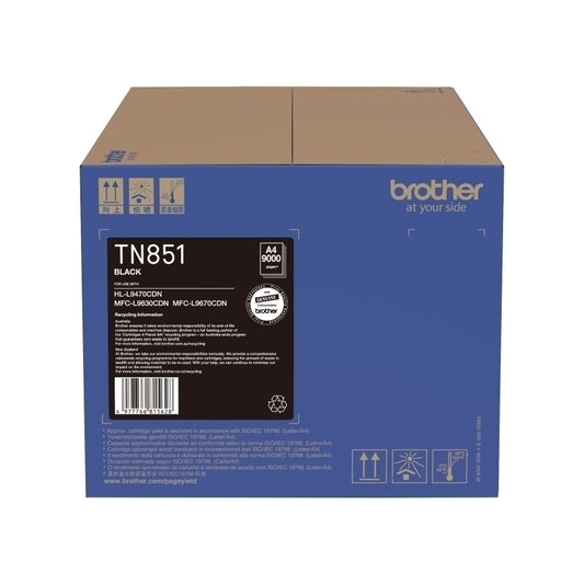 Brother TN851 Black Toner Cartridge 9,000 Pages - TN-851BK