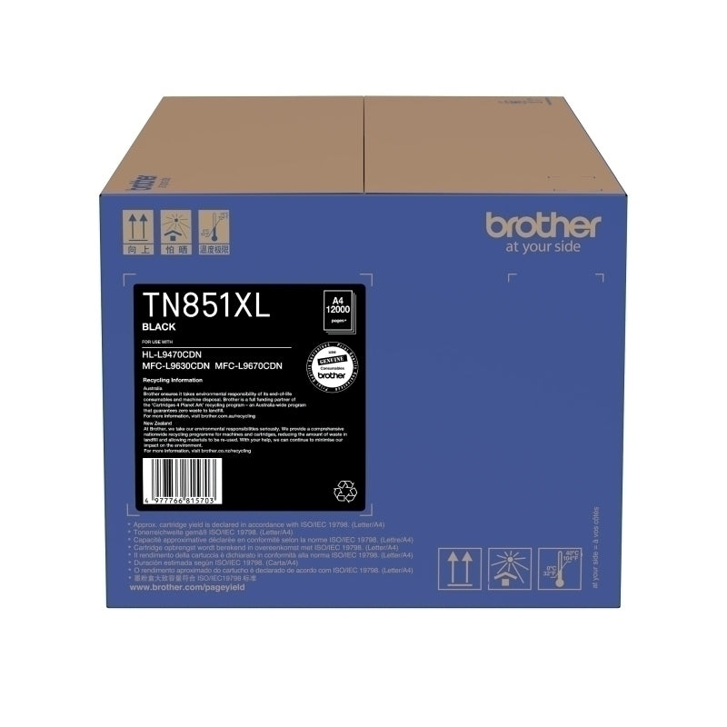 Brother TN851XL Black Toner Cartridge 12,000 Pages - TN-851XLBK