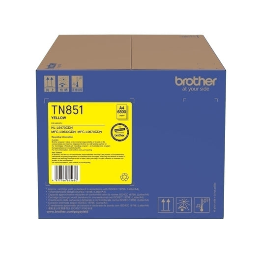 Brother TN851 Yellow Toner Cartridge 6,500 Pages - TN-851Y