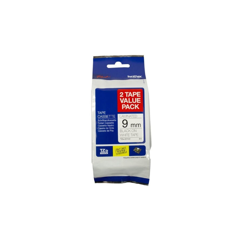 Brother TZe221 Label Tape Twin 9mm x 8m x 2pk - TZe-221V2