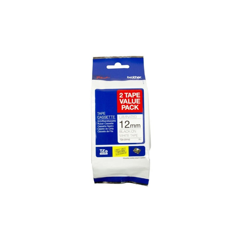 Brother TZe231 Label Tape Twin 12mm x 8m x 2pk - TZe-231V2