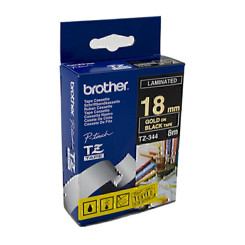 Brother TZe344 Labelling Tape 18mm x 8m - TZe-344