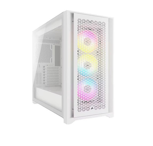 Corsair iCUE 5000D RGB High Airflow, 3x AF120 RGB Elite Fan, Lighting Node Pro Controller, Tempered Glass Mid-Tower, White Gaming Case  CC-9011243-WW
