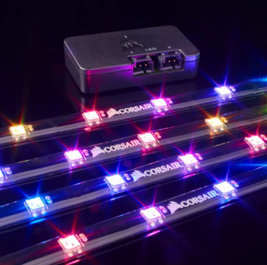 CORSAIR Lighting Node PRO with 4x RGB LED Strips and Controller. 2x RGB FAN Hub CL-9011109-WW
