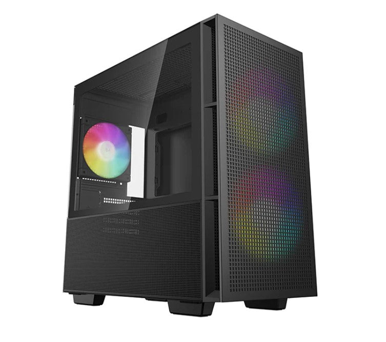 DeepCool CH360 Black Micro ATX Case, Tempered Glass Window, 1x USB 3.0, 1x USB-C, HD Audio, 2x 140mm ARGB and 1x 120mm ARGB Pre-installed Fans R-CH360-BKAPE3-G-1