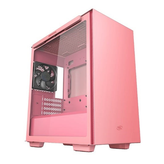 DeepCool MACUBE 110 Pink Minimalistic Micro-ATX Case, Magnetic Tempered Glass Panel, Removable Drive Cage, Adjustable GPU Holder, 1xPreinstalled Fan R-MACUBE110-PRNGM1N-A-1