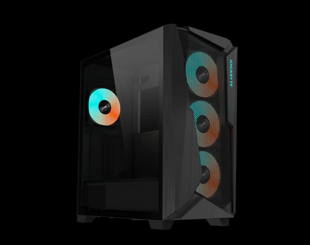 Gigabyte C301V2 RGB Tempered Glass E-ATX Black Mid Tower Gaming Chassis 2x3.5' 2x2.5' 2xUSB3.0 Detachable Dust Filter Liquid Cooling PSU ATX GB-C301G V2