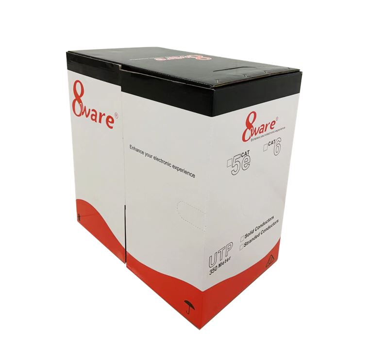 8Ware 350m CAT6 Cable Roll Blue Bare Solid Copper Twisted Core PVC Jacket >305m Cable Roll on Wooden Rell CAT6-EXT350BLU