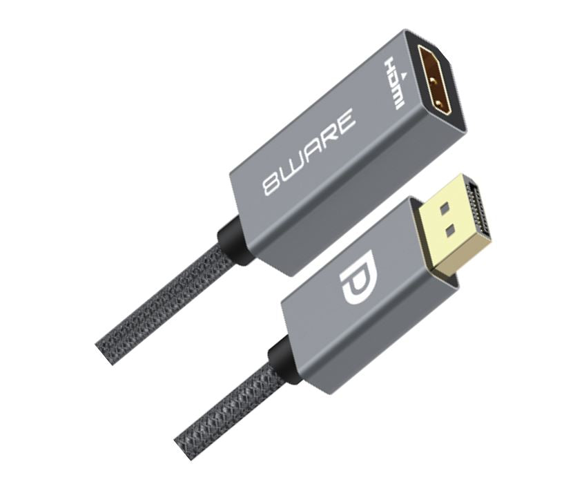 8ware DisplayPort DP to HDMI Adapter Converter Cable 15cm - Male to Female 1080P Gold-Plated for PC/Laptop to HDTVs Projectors Displays Retail Pack 8W-DPHDMIF
