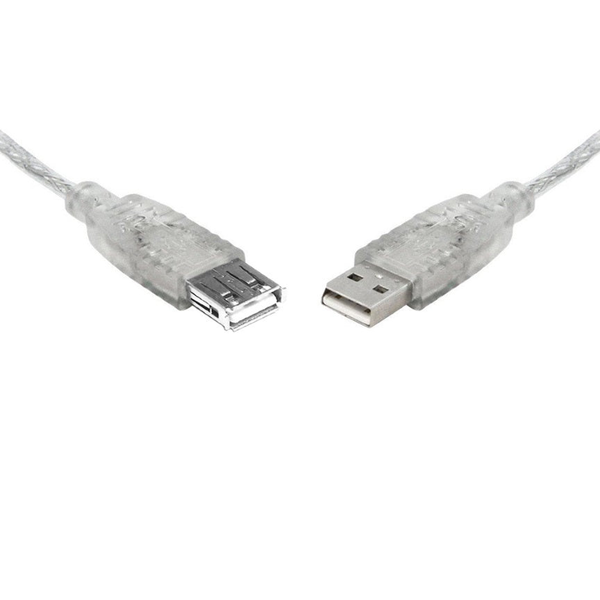 8Ware USB 2.0 Extension Cable 2m A to A Male to Female Transparent Metal Sheath Cable UC-2002AAE