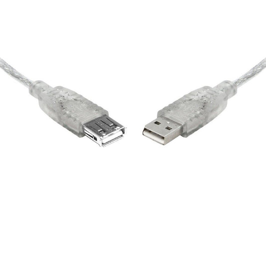 8Ware USB 2.0 Extension Cable 2m A to A Male to Female Transparent Metal Sheath Cable UC-2002AAE