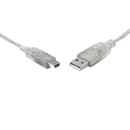 8Ware USB 2.0 Cable 3m A to B 5-pin Mini Transparent Metal Sheath UL Approved UC-2003ABN