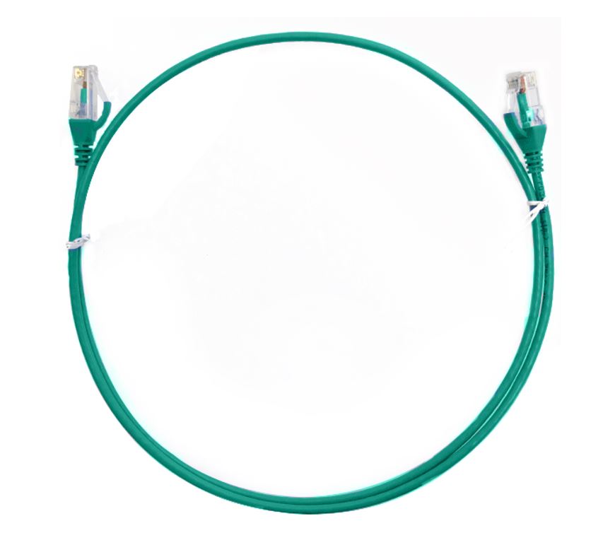 8ware CAT6 Ultra Thin Slim Cable 1m / 100cm - Green Color Premium RJ45 Ethernet Network LAN UTP Patch Cord 26AWG for Data CAT6THINGR-1M