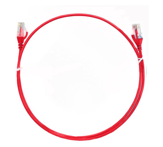 8ware CAT6 Ultra Thin Slim Cable 0.5m / 50cm - Red Color Premium RJ45 Ethernet Network LAN UTP Patch Cord 26AWG for Data CAT6THINRD-050M