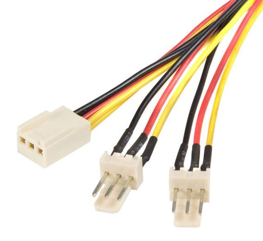 Astrotek Fan Power Cable 20cm - 2x3pin Male to 3 pins Female - for Computer PC Cooler Extension Connectors Black Sleeved AT-FAN-3PIN