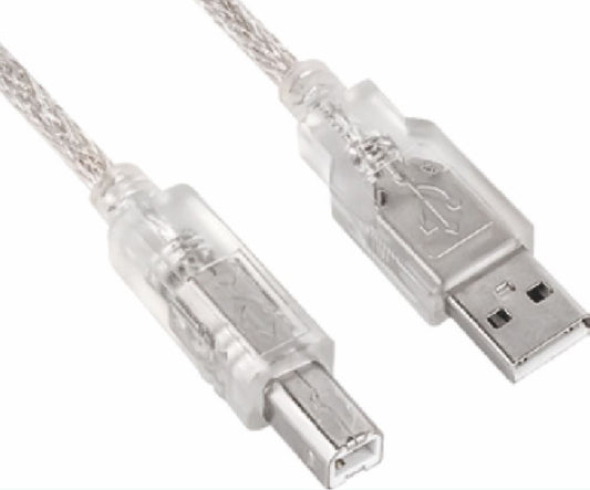 Astrotek USB 2.0 Printer Cable 2m - Type A Male to Type B Male Transparent Colour for HP Canon Epson Brother Xerox Lexmark Dell AT-USB-AB-2M