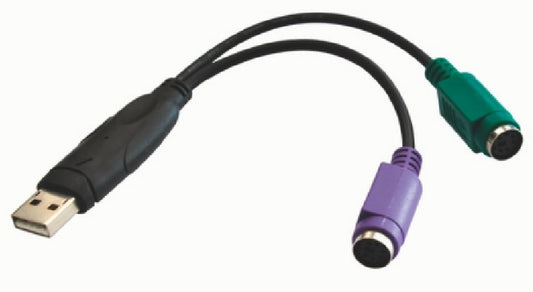 Astrotek USB 2.0 to PS2 Cable 15cm - for Mouse Keyboard Black Colour RoHS AT-USB-PS2