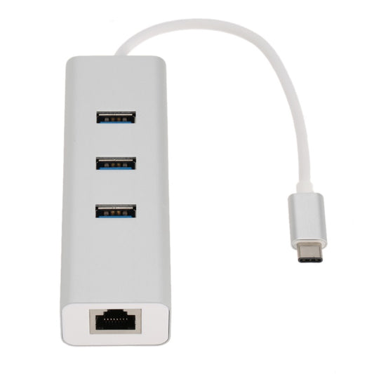 Astrotek USB-C to LAN + 3 Ports USB3.0 Hub Gigabit RJ45 Ethernet Network Adapter Converter 15cm for iPad Pro Macbook Air Samsung Galaxy MS Surface AT-CMLANHUB3G