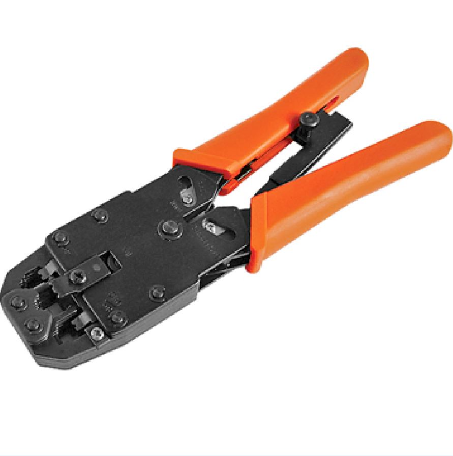 Astrotek 8 pins RJ-45 6 pins RJ-12 4 pins RJ-11 Crimper Cut Strip Crimping Tool Kit with Ratchet Orange Colour Hood RoHS ~CBC-RJ1245 ATP-TOOL-CT-(4/6/8)