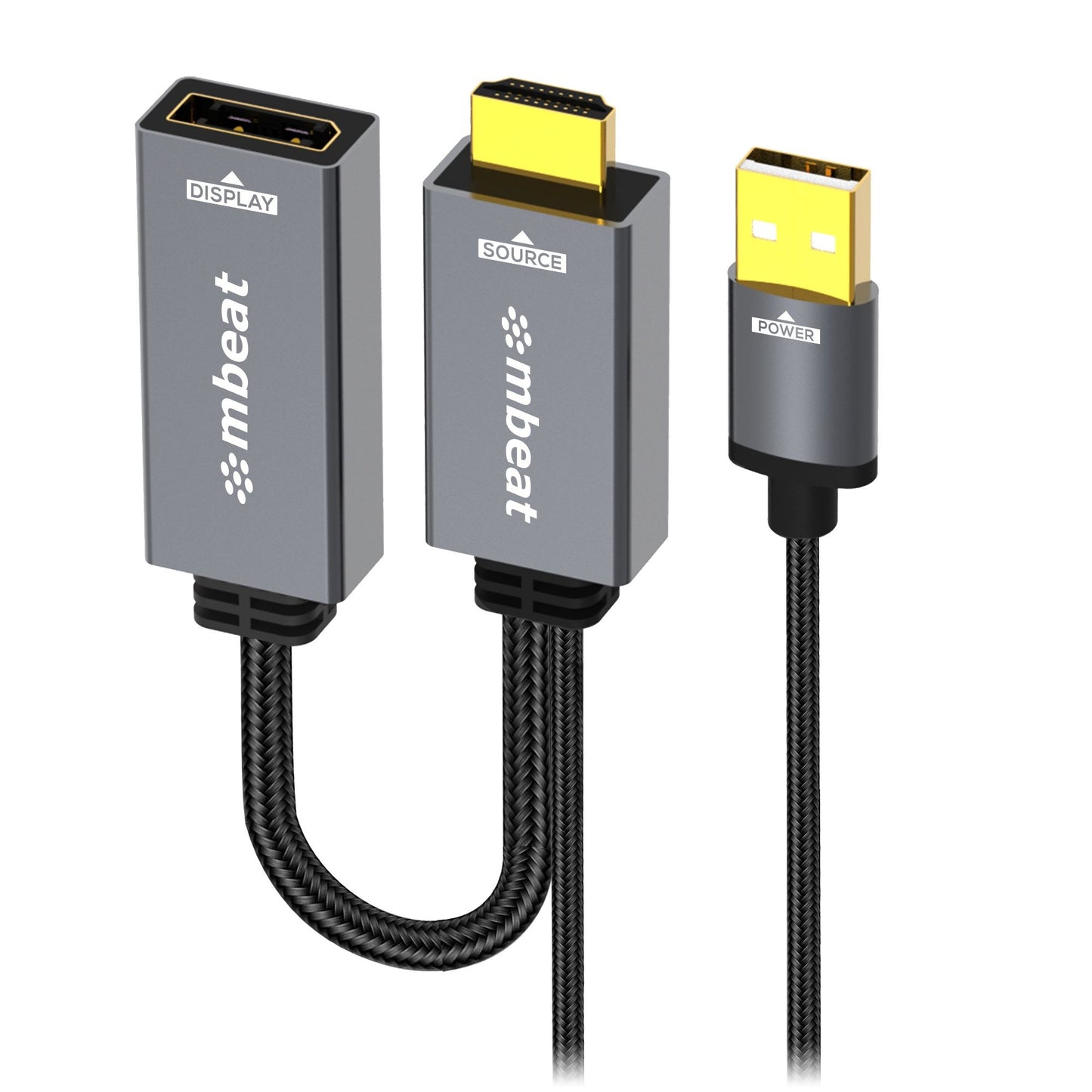 mbeat Tough Link HDMI to DisplayPort Adapter with USB Power Seamless Signal Transfer Plug-and-Play Convenience Cable Length: 15cm Package MB-XAD-HDDPU