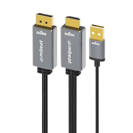 mbeat Tough Link 1.8m HDMI to DisplayPort Cable with USB Power 4K@60Hz (3840x2160), 1440p@120Hz, 1080p@120Hz MB-XCB-HDDPU18