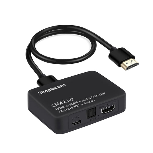 Simplecom CM423v2 HDMI Audio Extractor 4K HDMI to HDMI and Optical SPDIF + 3.5mm Stereo CM423V2