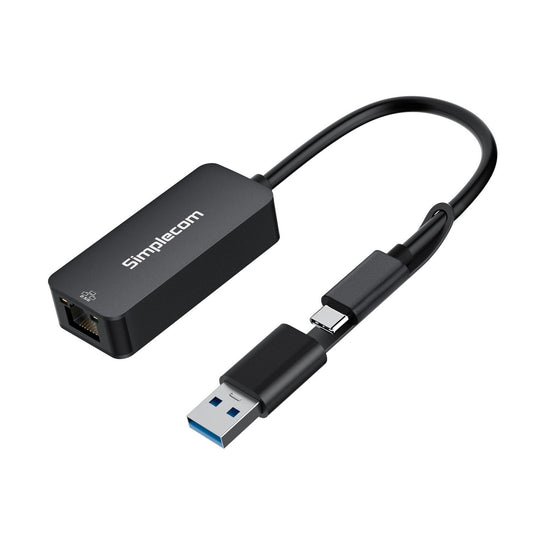 Simplecom NU405 SuperSpeed USB-C and USB-A to 2.5G Ethernet Network Adapter Aluminium 2.5Gbps LAN NU405