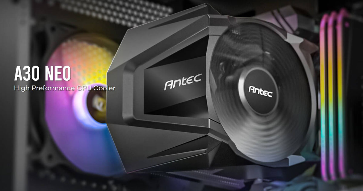 Antec A30 NEO CPU Air Cooler with 800 - 2000 RPM. 43.82 CFM max, 23.2 dB(A) 4 pin PWM. Performance CPU Cooler. TDP 125w. Intel AMD A30 NEO