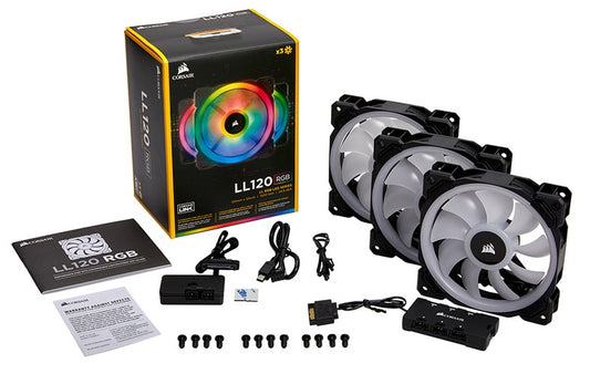 Corsair Light Loop Series, LL120 RGB, 120mm Dual Light Loop RGB LED PWM Fan, 3 Fan Pack with Lighting Node PRO CO-9050072-WW