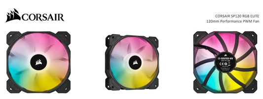 Corsair Black SP120 RGB ELITE, 120mm RGB LED PWM Low Noise, High CFM Fan with AirGuide, Single Pack CO-9050108-WW