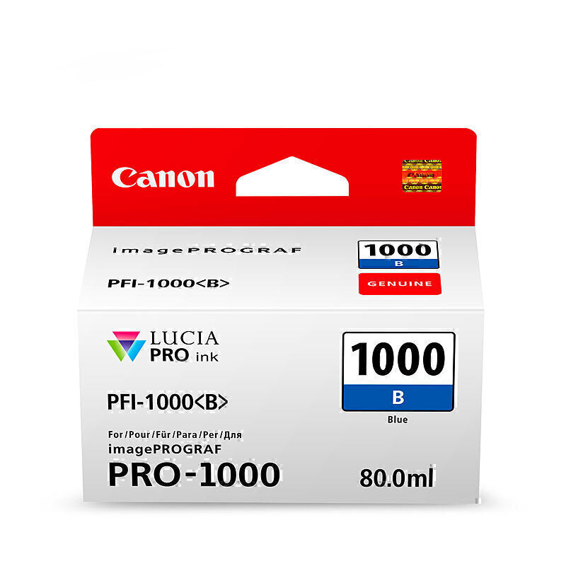 Canon PFI1000 Blue Ink Cartridge 4875 pages 4 x 6 ISO 29103 - PFI1000B