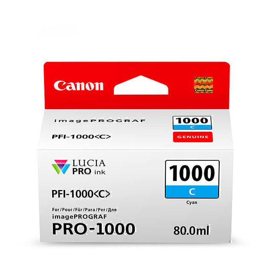 Canon PFI1000 Cyan Ink Cartridge 5025 pages 4 x 6  ISO 29103 - PFI1000C
