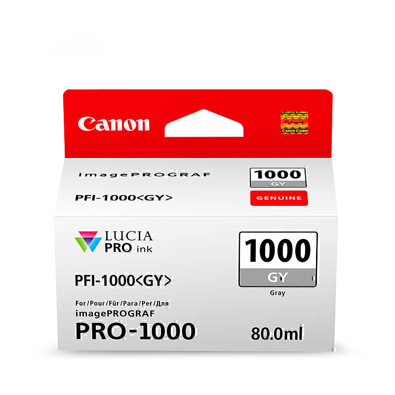 Canon PFI1000 Grey Ink Cartridge 1465 pages 4 x 6 ISO 29103 - PFI1000GY