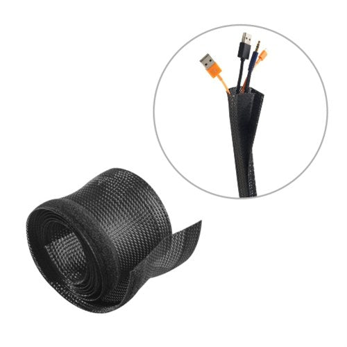 Brateck Flexible Cable Wrap Sleeve with Hook and Loop Fastener (85mm/3.3' Width ) Material Polyester Dimensions 1000x85mm - Black  VS-85-B