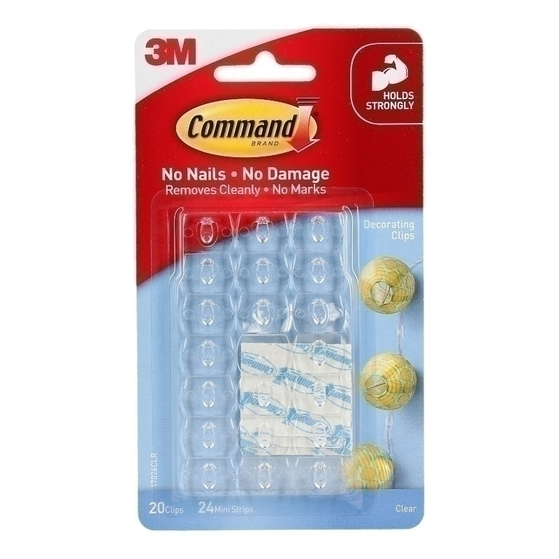Command 17026CLR Decorating Clips Clear 20-Pack - Box of 6 - 7100181213