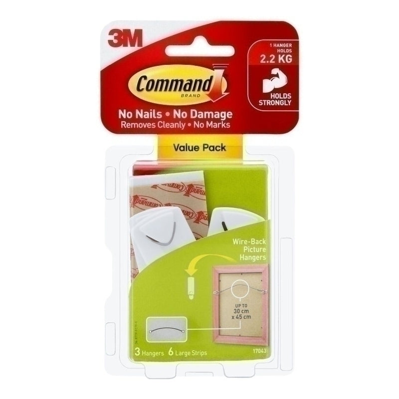 Command 17043 Wire-Back Picture Hanger Value 3-Pack - Box of 4 - 7012497070