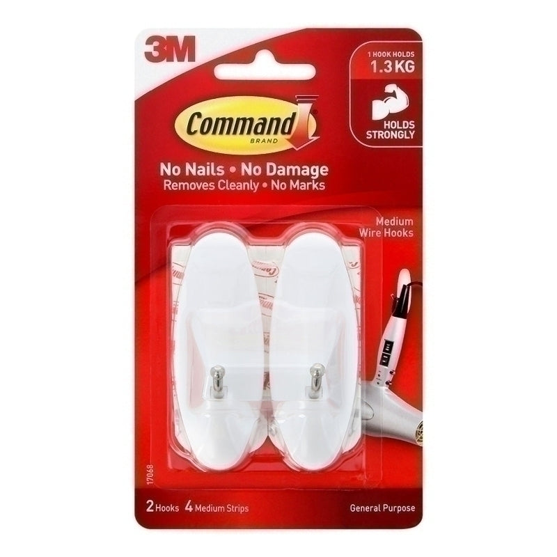 Command 17068 Medium Wire Hooks 2-Pack - Box of 4 - 7000037937