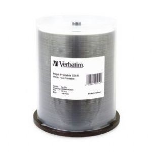 Verbatim CD-R 700MB 100Pk White Wide InkJet 52x Ideal for full-surface, edge-to-edge printing 95252