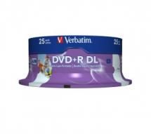 Verbatim DVD+R DL 8.5GB 25Pk White Wide Inkjet 8x 43667