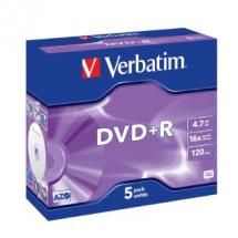 Verbatim DVD+R 16X Jewel 5pk 4.7GB 95049