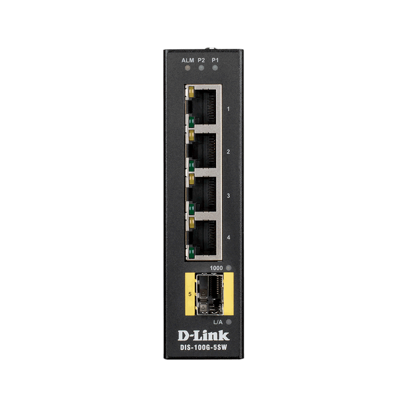 D-Link 5-Port Gigabit Industrial Switch 4 1000BASE-T ports, 1 SFP port DIS-100G-5SW