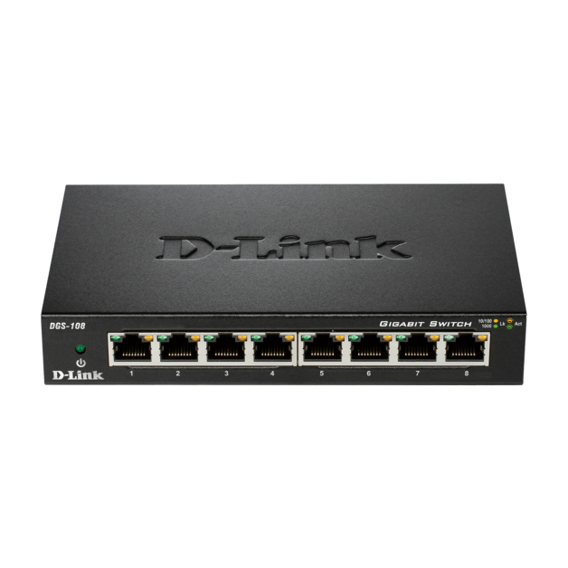 D-Link DGS-108, 8-Port Gigabit Desktop Switch (Metal Housing) DGS-108