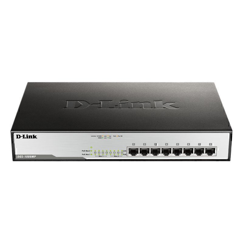 D-Link 8-Port Gigabit PoE Unmanaged Switch with 140W PoE - DGS-1008MP