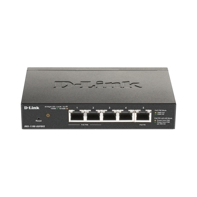 D-Link DGS-1100-05PDV2 5-Port Gigabit PoE-Powered Smart Managed Switch - DGS-1100-05PDV2